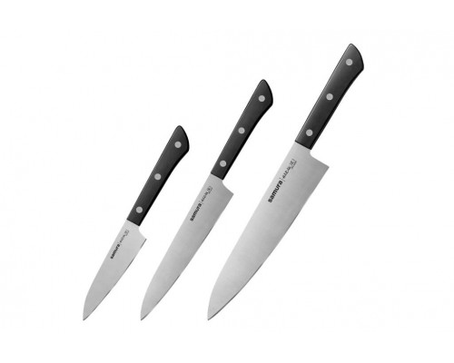 Samura Набор ножей 3 в 1 Harakiri SHR-0220B/K (11, 23, 85), cталь AUS-8, ABS пластик (черный)